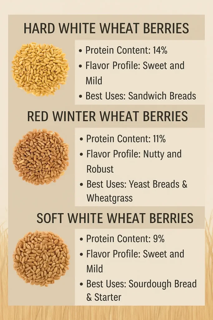 Different types of north carolina wheat berries