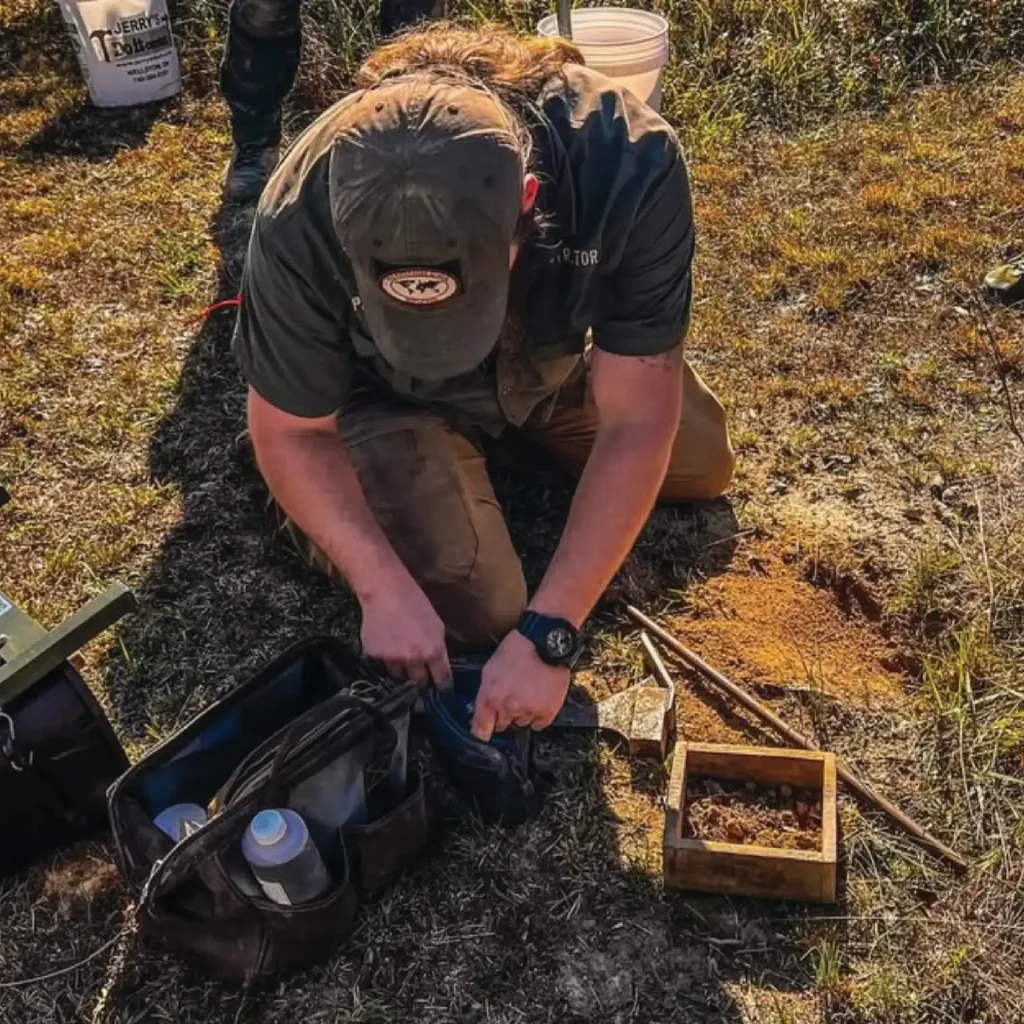 Kyle Sanborn setting traps helping community Master Outdoor Skills & Wildlife Management